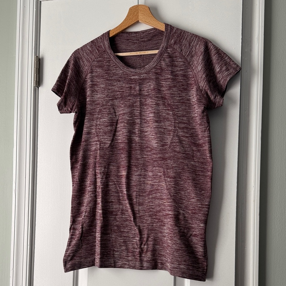 lululemon athletica Burgundy Heathered Swiftly Tech Short Sleeve Top, Womens 12